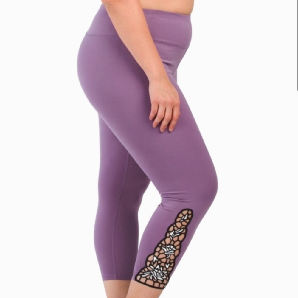NWT Nanette Lepore Lace Embroidered Leggings In Plum SMALL